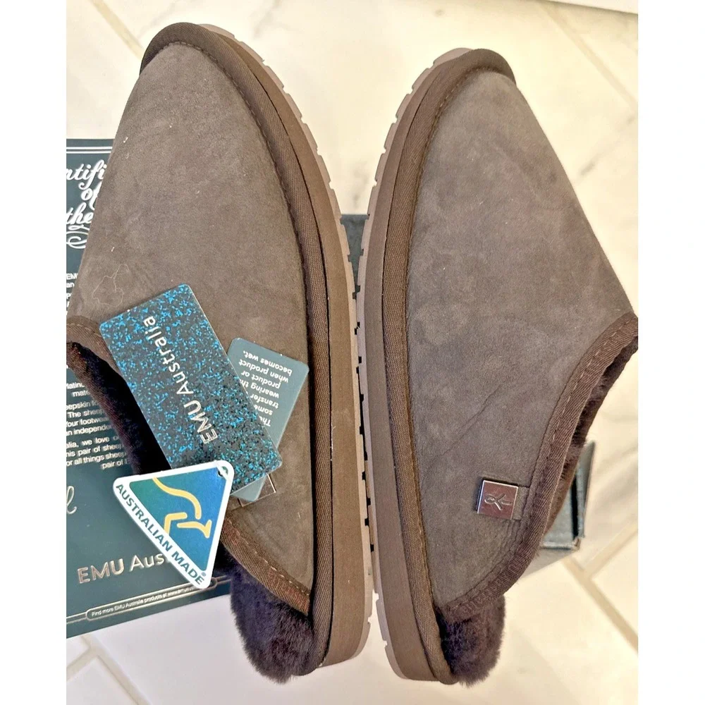 EMU MP10528 Platinum Esperence Men Size 9 Women Size 10 Sheepskin Slippers Brown